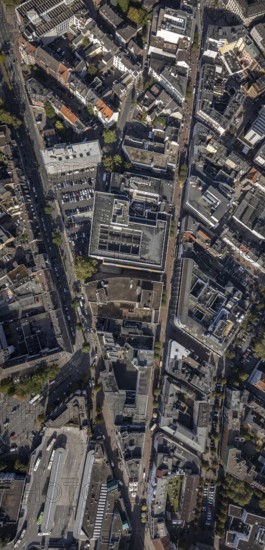 Aerial view, Bahnhofstraße pedestrian zone with Galeria Kaufhof building in the Altstadt district
