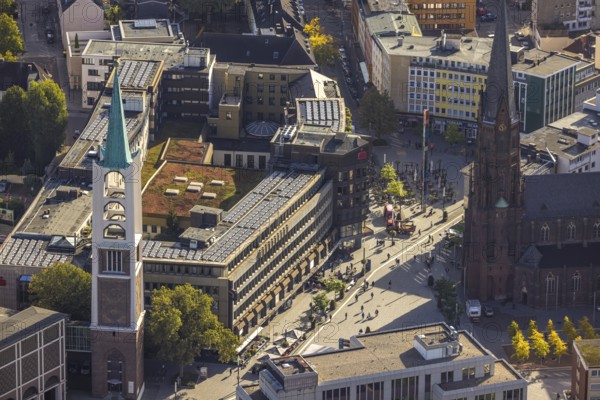 Aerial view, Heinrich-König-Platz in the city centre with Old Tower and Provost Church of St.