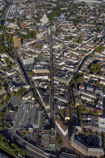 Aerial view, Bahnhofstraße pedestrian zone and St. Augustine's Provost Church at