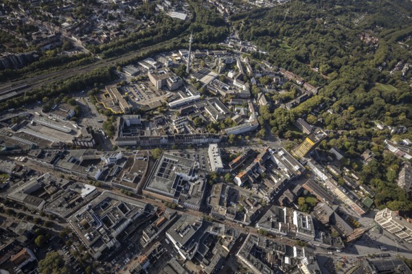 Aerial view, Bahnhofstraße pedestrian zone with Galeria Kaufhof building in the Altstadt district