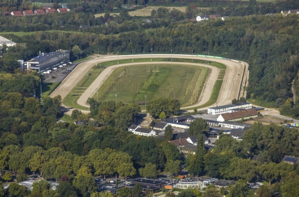 Aerial view, GelsenTrabPark trotting track in the Feldmark district of Gelsenkirchen, Ruhr area,