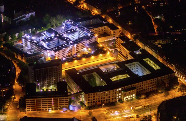 Aerial photograph, Essen District Court and Local Court, Essen Prison, Essen-Rüttenscheid, Essen,