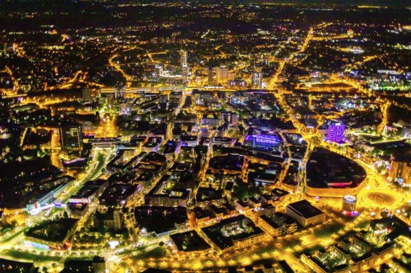 Aerial view, Limbecker Platz, shopping centre, Berliner Platz, Westviertel, Essen, Ruhr area, North