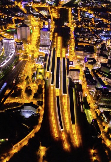 Aerial view, Essen central station, eastern district, Essen, Ruhr area, North Rhine-Westphalia,