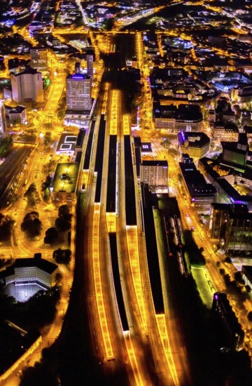 Aerial view, Essen central station, south-east quarter, Essen, Ruhr area, North Rhine-Westphalia,