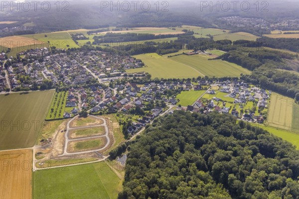 Aerial view, construction area Höinger Heide Am Winkel, Höingen, Ense, Sauerland, North