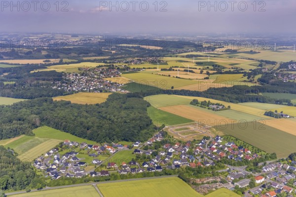 Aerial view, construction area Höinger Heide Am Winkel, Höingen, Ense, Sauerland, North