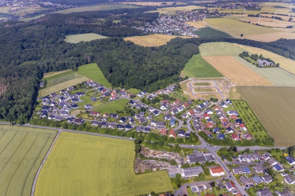 Aerial view, construction area Höinger Heide Am Winkel, Höingen, Ense, Sauerland, North