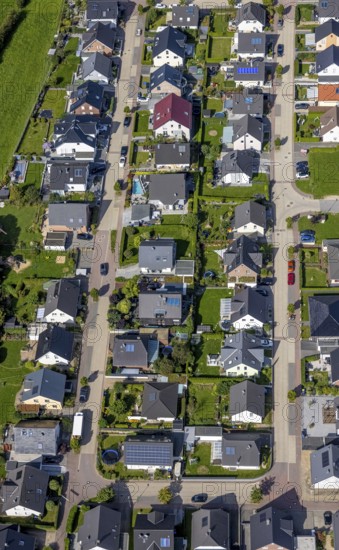 Aerial view, terraced house housing estate Dr.-Fritz-Textor-Ring in the district Büttenberg in