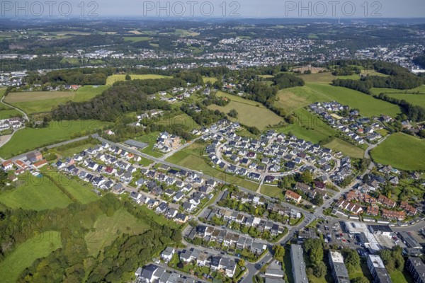 Aerial view, housing estate Dr.-Fritz-Textor-Ring and housing estate Ewald-Rettberg-Straße in the