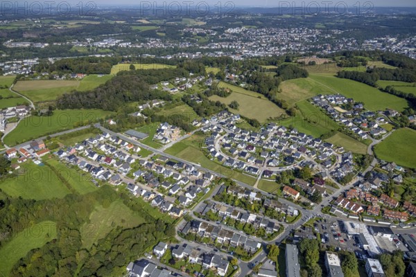 Aerial view, housing estate Dr.-Fritz-Textor-Ring and housing estate Ewald-Rettberg-Straße in the
