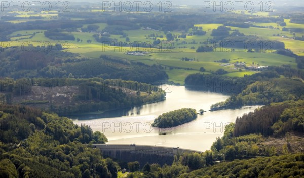 Aerial view, Ennepetalsperre in the district Altenbreckerfeld in Breckerfeld, Ruhr area, North