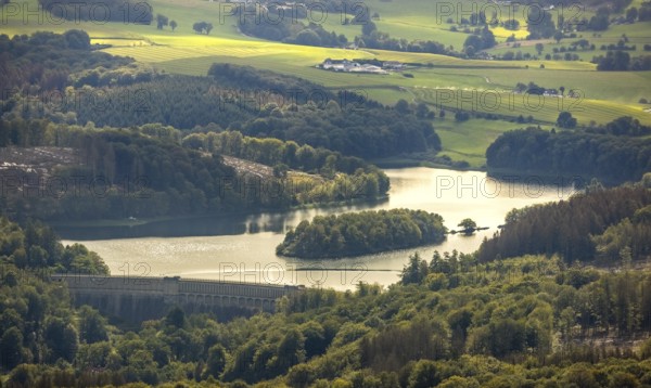 Aerial view, Ennepetalsperre in the district Altenbreckerfeld in Breckerfeld, Ruhr area, North