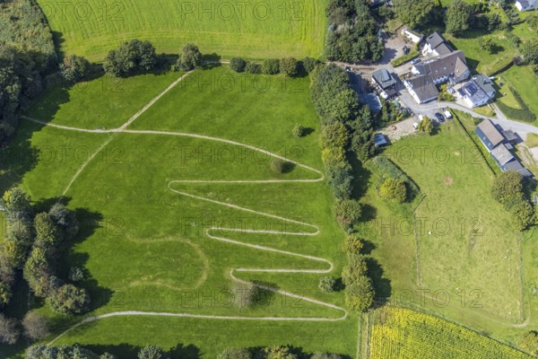 Aerial view, serpentine path at the Königsfeld Clinic in the Windgarten district of Ennepetal, Ruhr