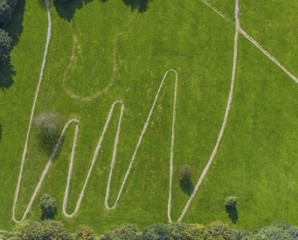 Aerial view, serpentine path at the Königsfeld Clinic in the Windgarten district of Ennepetal, Ruhr