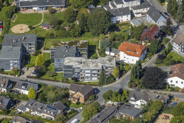 Aerial view, residential building on Severinghauser Straße in the district of Rüggeberg in