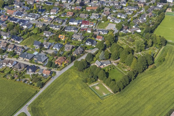 Aerial view, cemetery in the district of Rüggeberg in Ennepetal, Ruhr area, North Rhine-Westphalia,