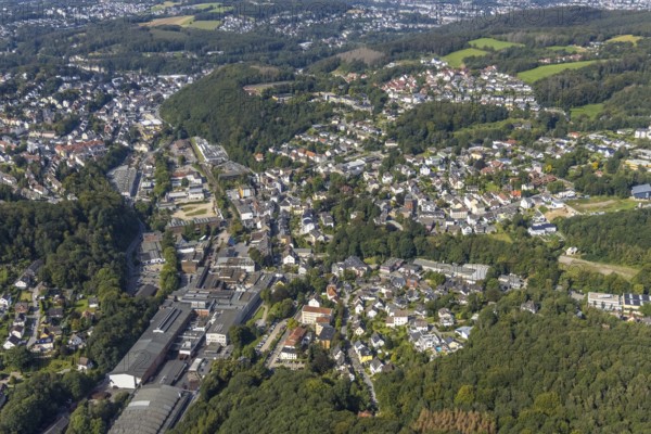 Aerial view, Bharat Forge CDP GmbH factory premises and local view in the district Altenvoerde in