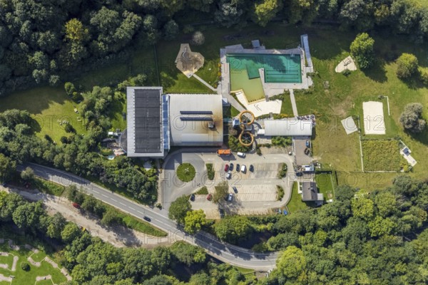Aerial view, Platsch leisure pool in the Altenvoerde district of Ennepetal, Ruhr area, North
