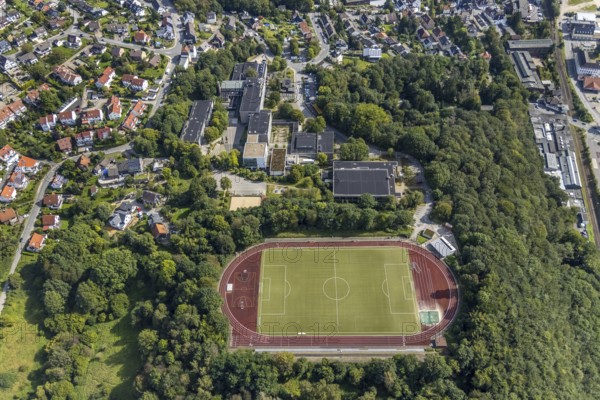 Aerial view, Dorma Sportpark and Reichenbach-Gymnasium in the Altenvoerde district of Ennepetal,