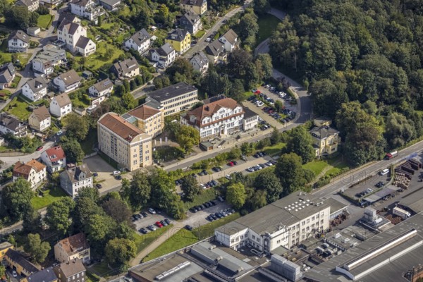 Aerial view, town hall Ennepetal in the district Altenvoerde in Ennepetal, Ruhr area, North