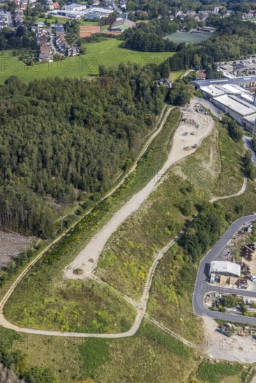Aerial view, commercial area Jacobstraße with Siegfried Jacob Metallwerke and landfill in the