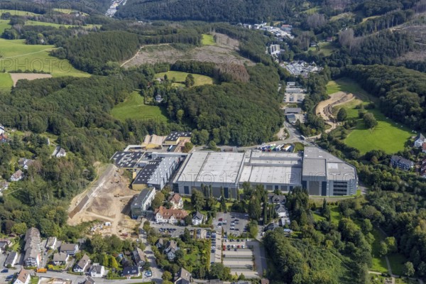 Aerial view, construction site at the Ferdinand Bilstein plant in the Voerde district of Ennepetal,