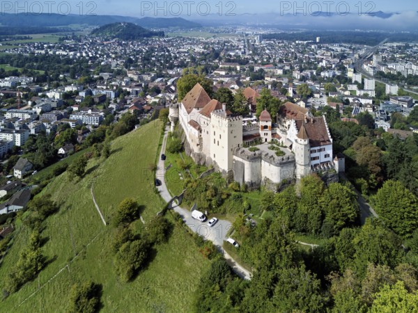 Castle of the Habsburgs, Kyburgers on an almost circular Molasse hill, Lenzburg, Canton Aargau,