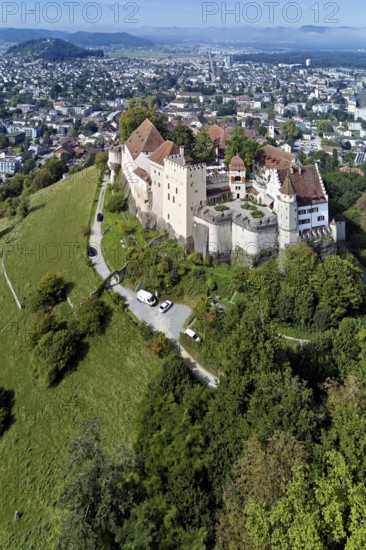 Castle of the Habsburgs, Kyburgers on an almost circular Molasse hill, Lenzburg, Canton Aargau,