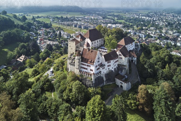 Castle of the Habsburgs, Kyburgers on an almost circular Molasse hill, Lenzburg, Canton Aargau,