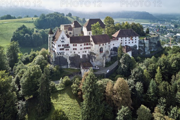Castle of the Habsburgs, Kyburgers on an almost circular Molasse hill, Lenzburg, Canton Aargau,