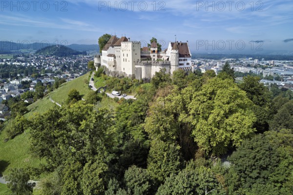 Castle of the Habsburgs, Kyburgers on an almost circular Molasse hill, Lenzburg, Canton Aargau,
