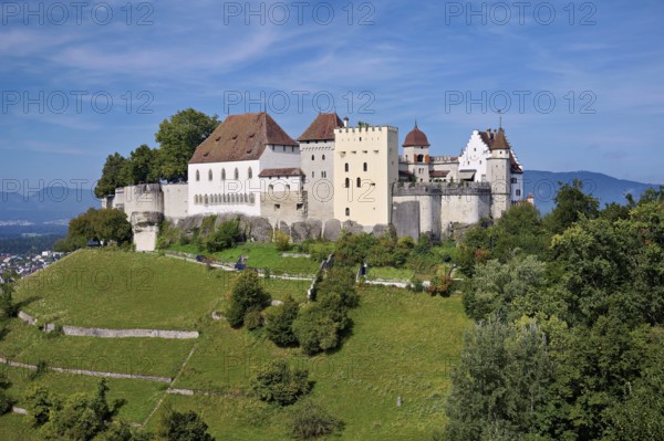 Castle of the Habsburgs, Kyburgers on an almost circular Molasse hill, Lenzburg, Canton Aargau,