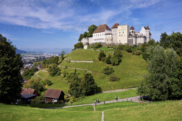 Castle of the Habsburgs, Kyburgers on an almost circular Molasse hill, Lenzburg, Canton Aargau,