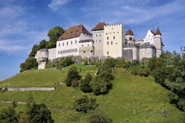 Castle of the Habsburgs, Kyburgers on an almost circular Molasse hill, Lenzburg, Canton Aargau,