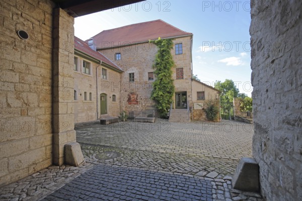 Inner courtyard of the castle built 16th century, archway, entrance, castle, Apolda, Thuringia,