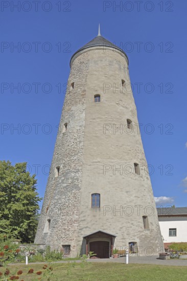 Conical brine tower built in 1776, wedge-shaped, tower, spa gardens, brine park, Bad Salzelmen,