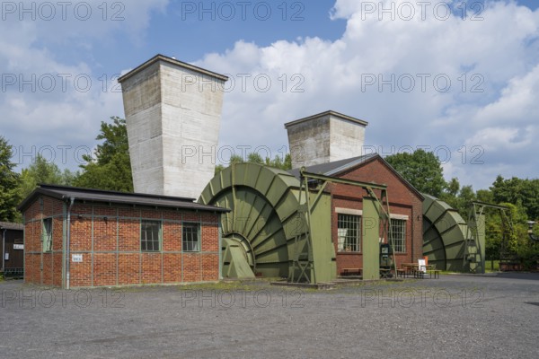 Mine fan and buildings at Hannover colliery, LWL Museum, former mine, industrial heritage, Bochum,