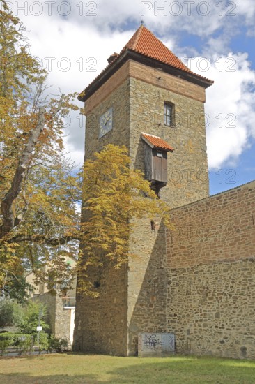 Historic Bülstring gate tower and former town fortifications, town wall, town tower, town gate,