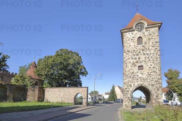 Historic Dornburg gate and town wall, town fortifications, town tower, town gate, Breitestraßetor,
