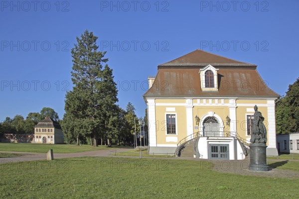 Baroque town hall and stables, monument to Russian Tsarina and Empress Catherine the Great, castle
