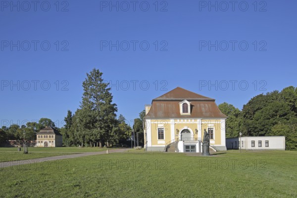 Baroque town hall and stables, monument to Russian Tsarina and Empress Catherine the Great, castle