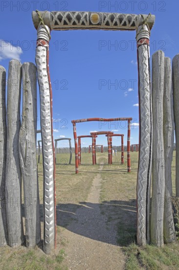 Archaeological reconstructed circular ditch from the Stone Age, Bronze Age, archway, ring ditch,