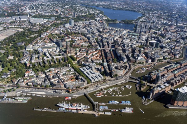 Europe, Germany, Hamburg, Alster, city, city view, cityscape, aerial view, from, above, water,
