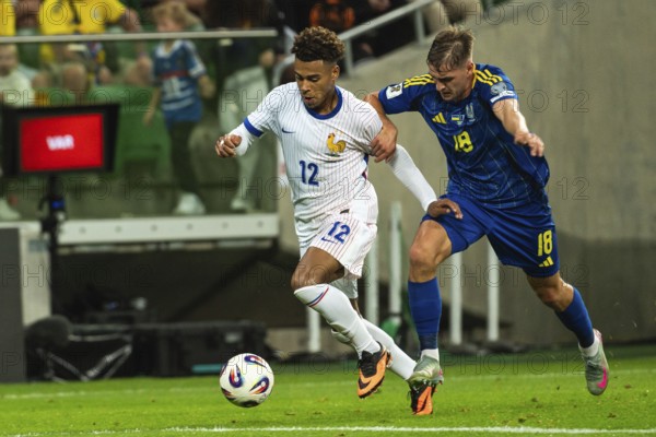 WROCLAW, POLAND - SEPTEMBER 5, 2025: Qualifications for FIFA 2026. Football match Ukraine vs France