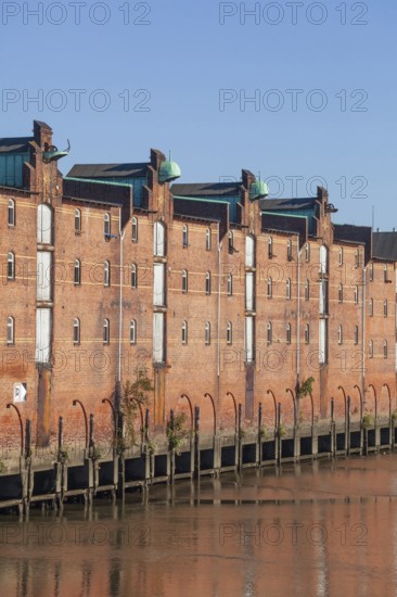 Old warehouses on Dessauer Ufer in Hamburg-Veddel, satellite camp of Neuengamme concentration camp