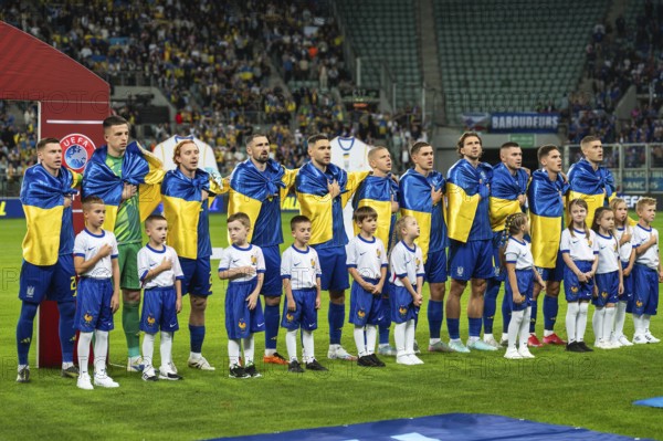 WROCLAW, POLAND - SEPTEMBER 5, 2025: Football match Ukraine vs France 0:2. Team of Ukraine during
