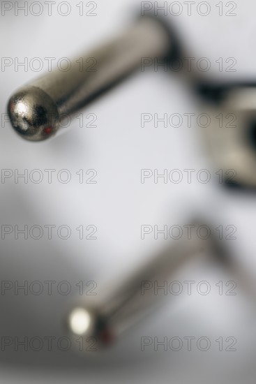 Close-up of a power plug, Schuko plug, with focus on the contact pins, symbol image for,