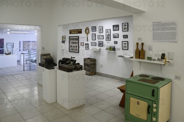 Exhibition rooms of the Jasper House Museum, Oranjemund, diamond restricted area, Karas region,