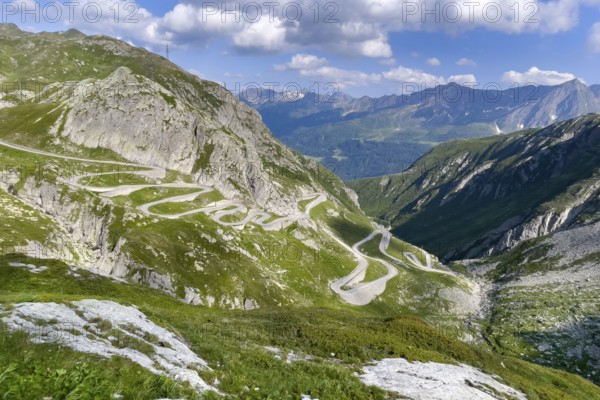 View from elevated position on serpentine hairpin bends of southern ramp southern ascent descent in